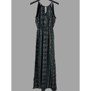 Mimi Chica Floral Sleeveless Boho Maxi Dress With Slit Size XS Tie Neck‎